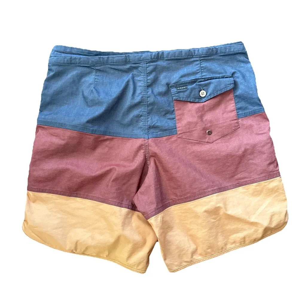 Howler Brothers Buchannon Boardshorts Men 34 Blue Red Yellow Swim Surf